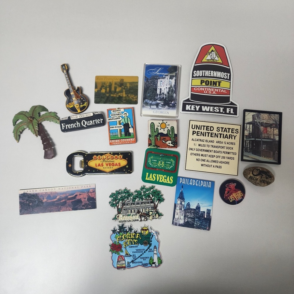 Vintage Refrigerator Magnets Travel Road trip USA Americana MIX (LOT OF 18)